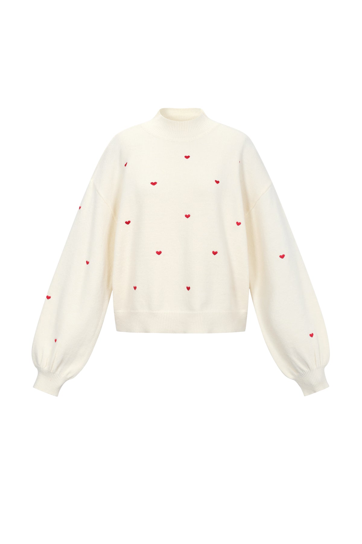 Knitted sweater with hearts