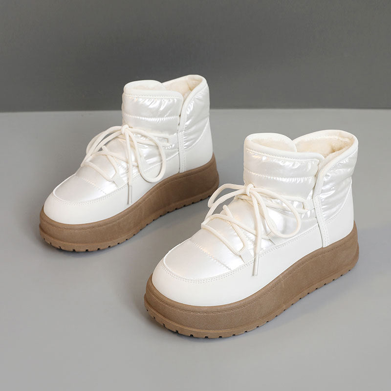 Women's Shoes New Winter Warm Fleece Lined High Top Thick Sole Elevated Cotton Shoes