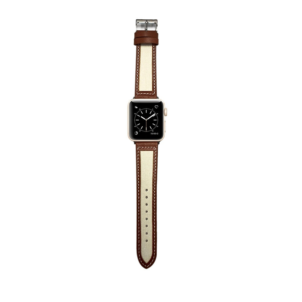 Suitable for Apple Watch Strap Apple Watch7-1 Leather Strap iwatch7 Simple Canvas Leather Strap