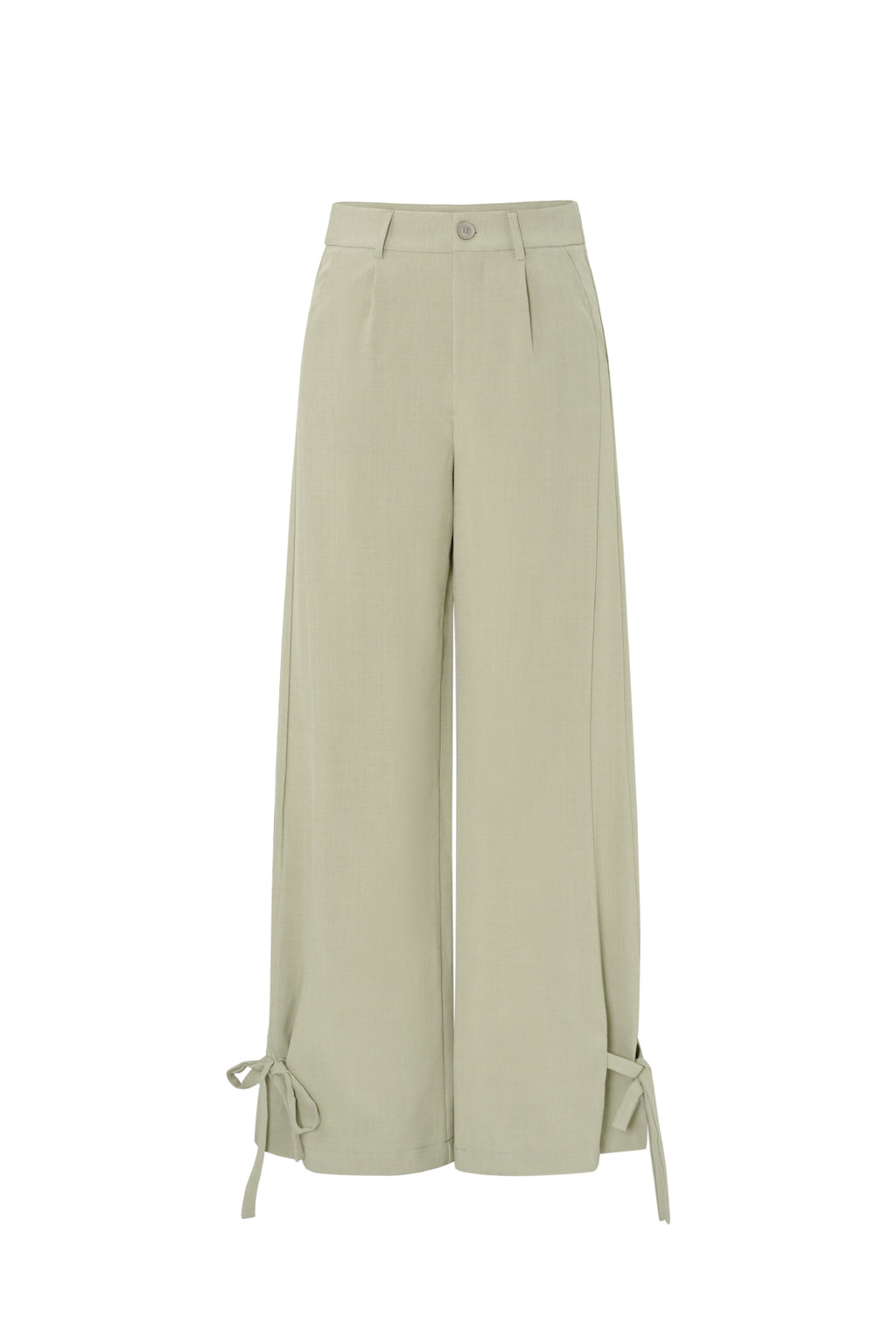 Woven Polyester Fiber Women's Straight Pants Casual Tie-up
