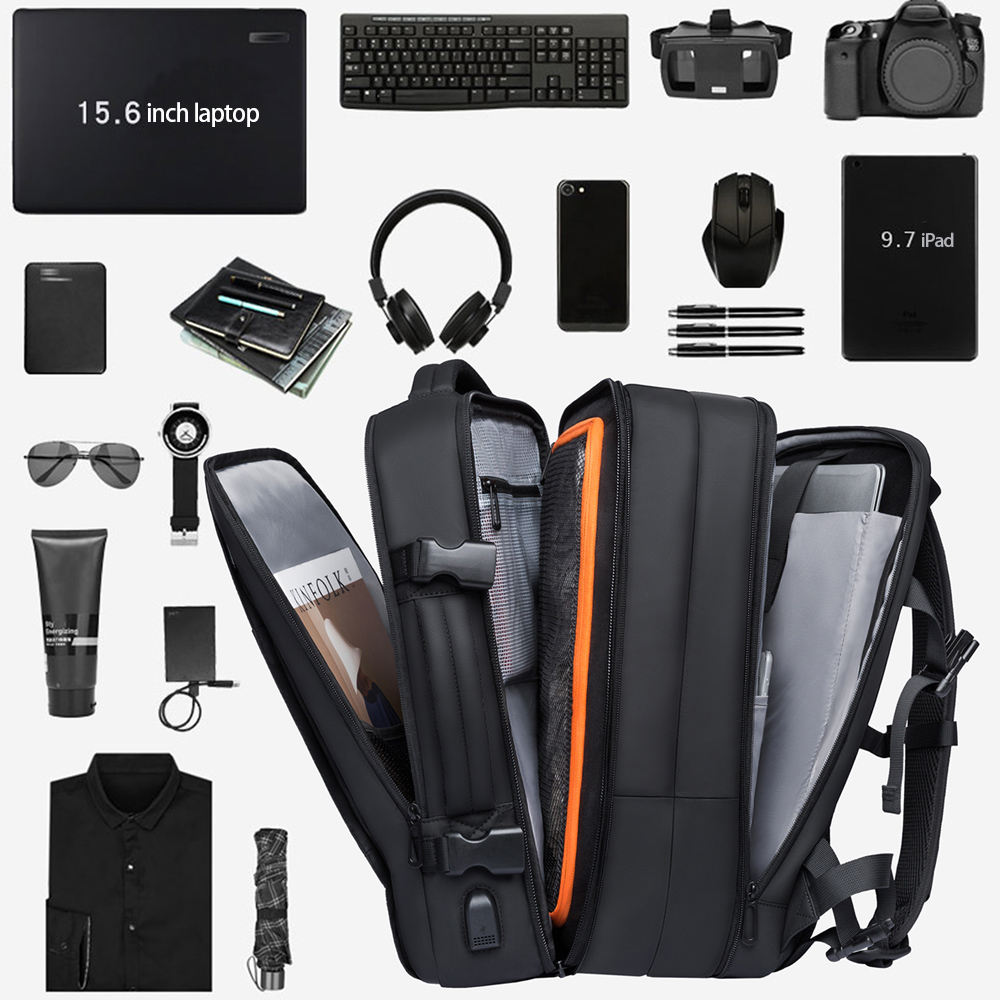 BANGE Backpack Male College Student Computer Backpack Men's Large Capacity Business Travel Waterproof And Expandable Men's Bag