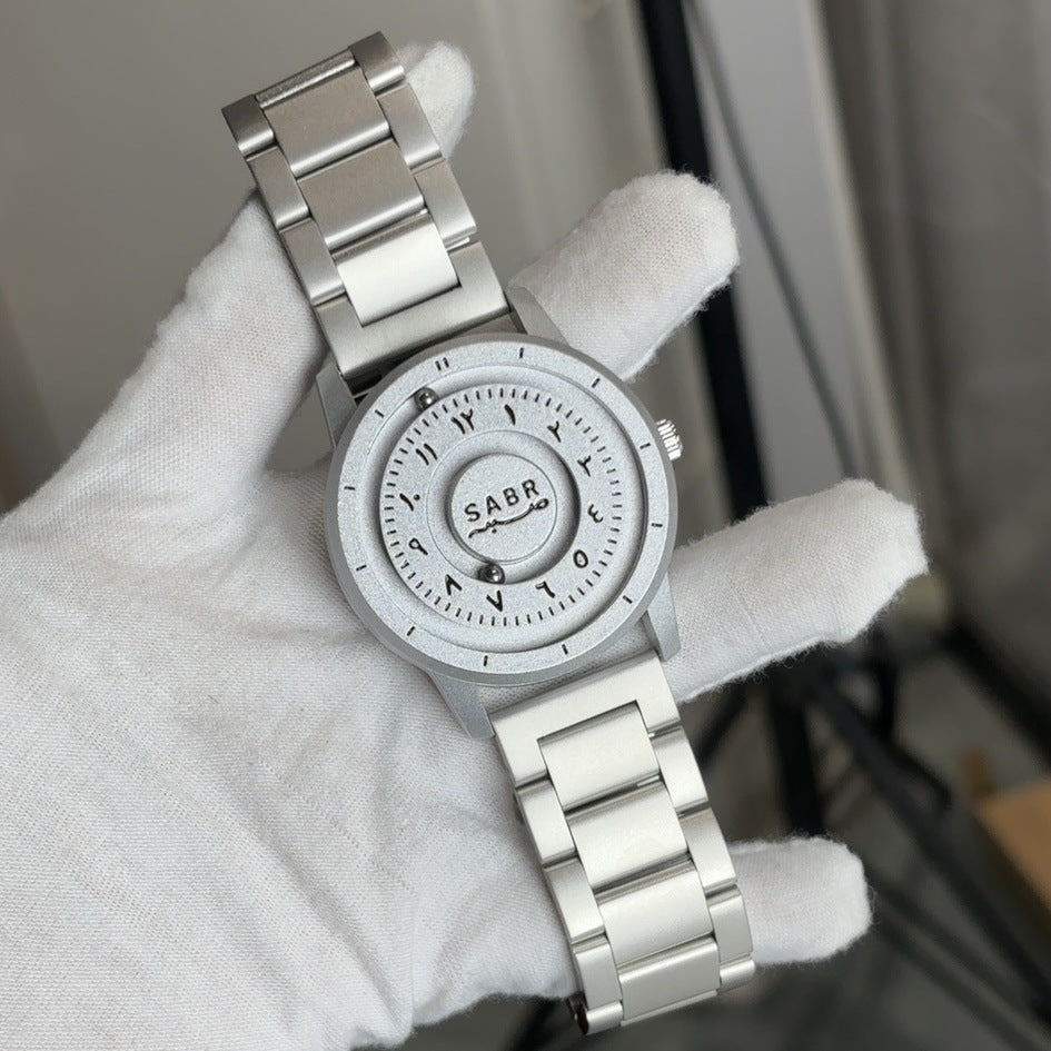 Casual Arabic Numeral Quartz Men's Watch with Magnetic Floating Design, Water Resistant, Fashionable and Unique Style