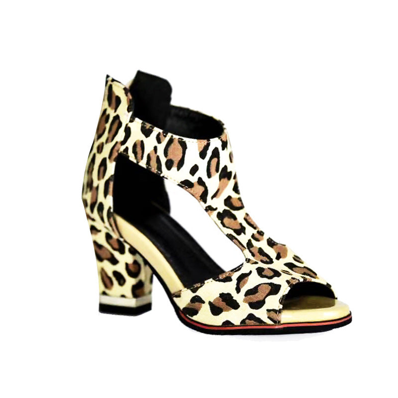 High Heel Women's Summer Chunky Heel Sandals Waterproof Platform Thick Sole Sexy Slimming Back Zipper Hollow Out Ankle Boots