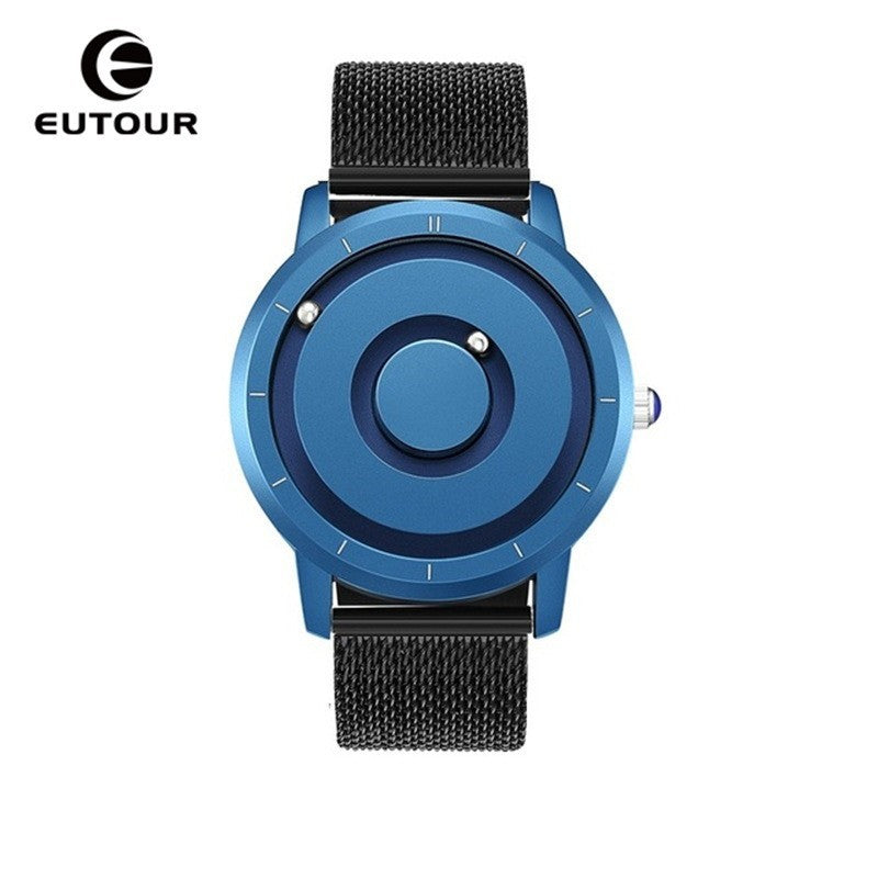 Creative Trendy Student Ball Bearing Metal Unisex Fashion Sport Quartz Watch Blue Steel Dial