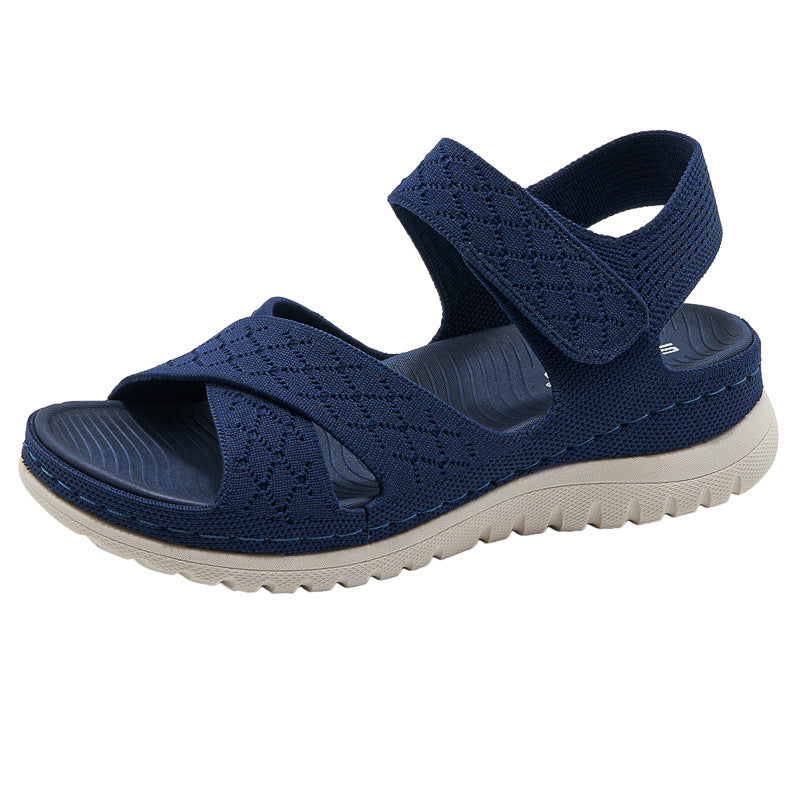 Sports and leisure sandals with Velcro hollow out thick soled women's casual shoes
