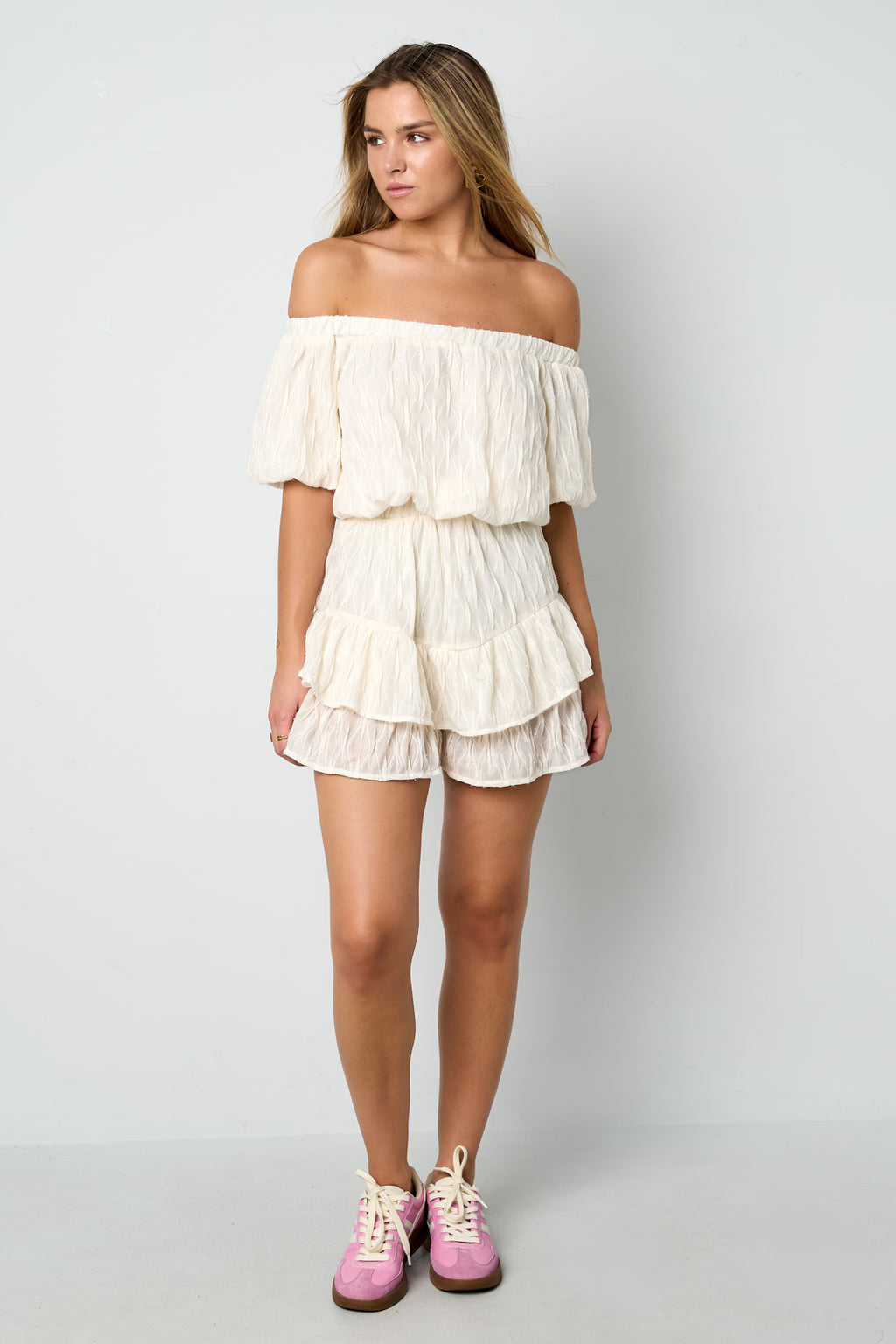 Woven Polyester Fiber Women's Bodysuit Casual Solid Color Ruffle Edge