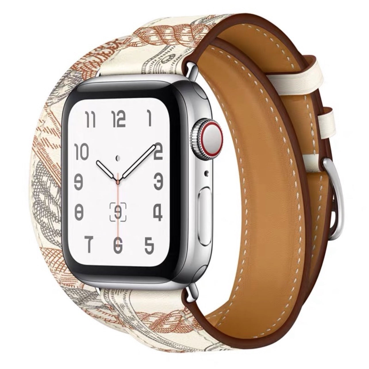 Suitable For Apple Iwatch8 Two-Color Double Loop Leather Strap Apple Watch 7 Contrast Leather Extended Wrist Strap
