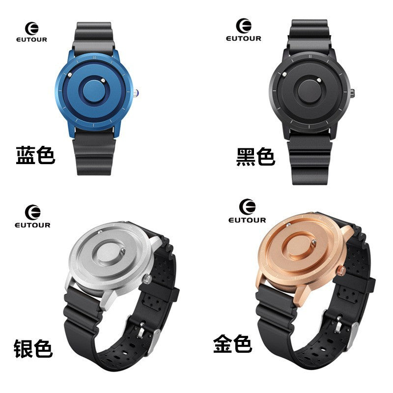 Creative Trendy Student Ball Bearing Metal Unisex Fashion Sport Quartz Watch Blue Steel Dial