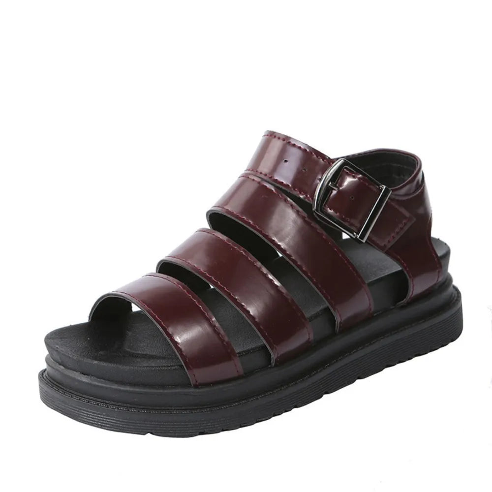 Peep Toe Buckle Platform Sandals