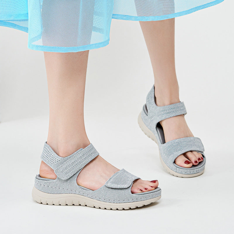 European and American sports and leisure sandals with Velcro hollow out beach thick sole women's sandals