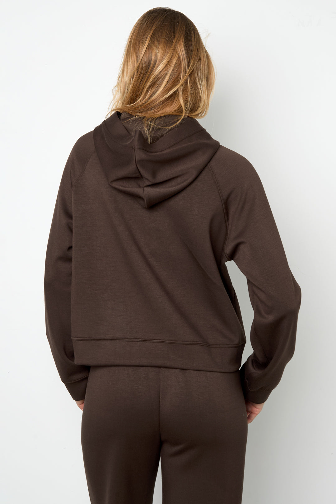 Knitted Polyester Fiber Women's Hoodie Sporty Solid Color