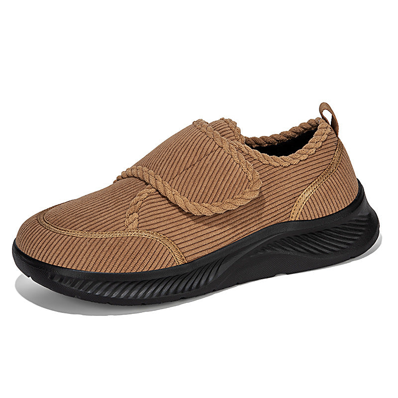 Winter and Autumn Wide-Fit Fleece-Lined Warm Shoes for Elderly Extra-Wide and Extra-Thick Rehabilitation Shoes for Broad Feet and Swollen Feet Walking Shoes