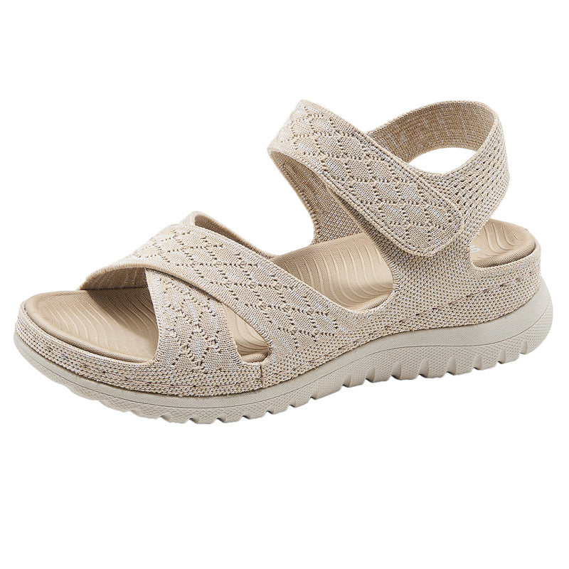 Sports and leisure sandals with Velcro hollow out thick soled women's casual shoes