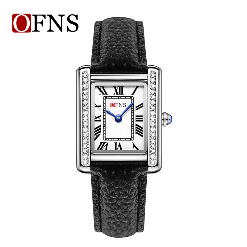 SANDA Fashion Square Roman Numerals Couple Quartz Watch Waterproof Wristwatch for Men and Women