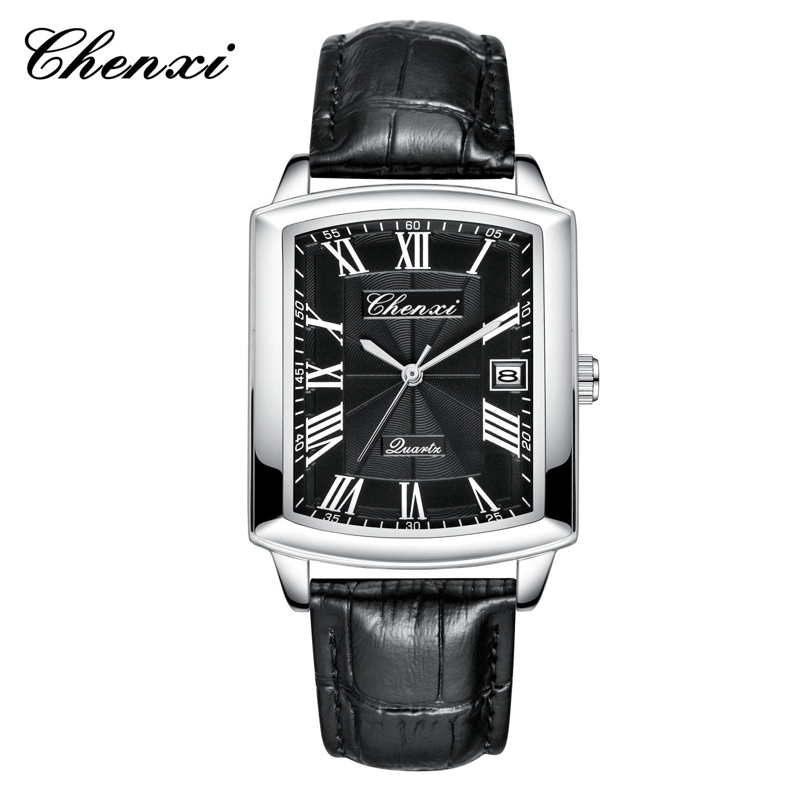 Casual Couple Watch, Morning Light Brand, Calendar Quartz Watch, Simple Square Design for Men and Women, Leather Strap