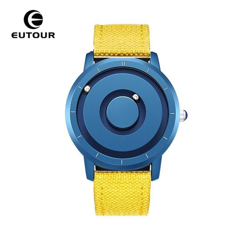 Creative Trendy Student Ball Bearing Metal Unisex Fashion Sport Quartz Watch Blue Steel Dial