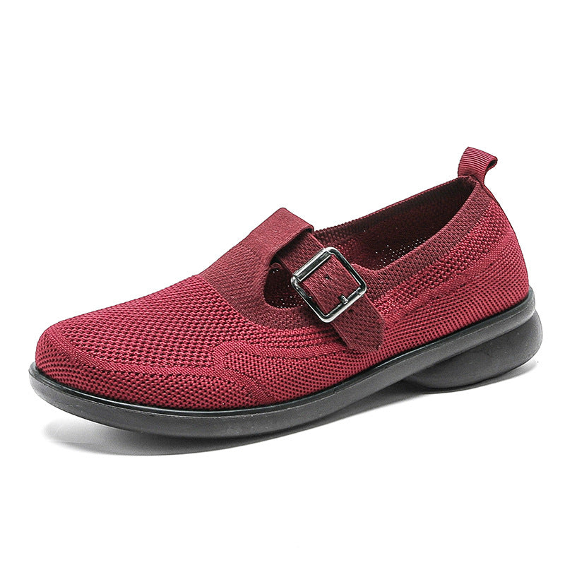 Spring  Old Beijing Cloth Shoes Breathable Middle-aged and Elderly Casual Shoes Mesh Anti-slip Soft Sole Slip-on