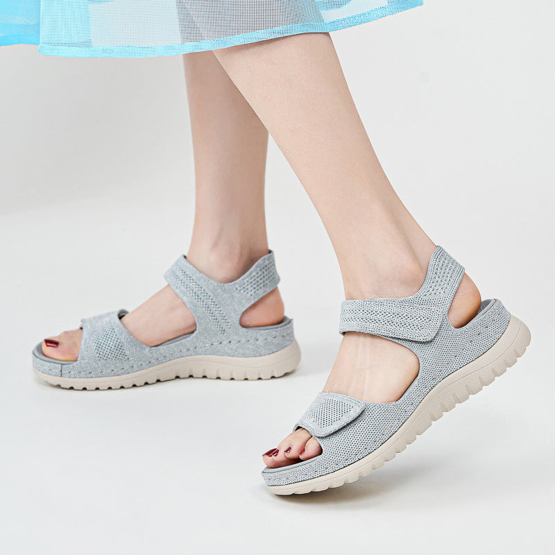 European and American sports and leisure sandals with Velcro hollow out beach thick sole women's sandals