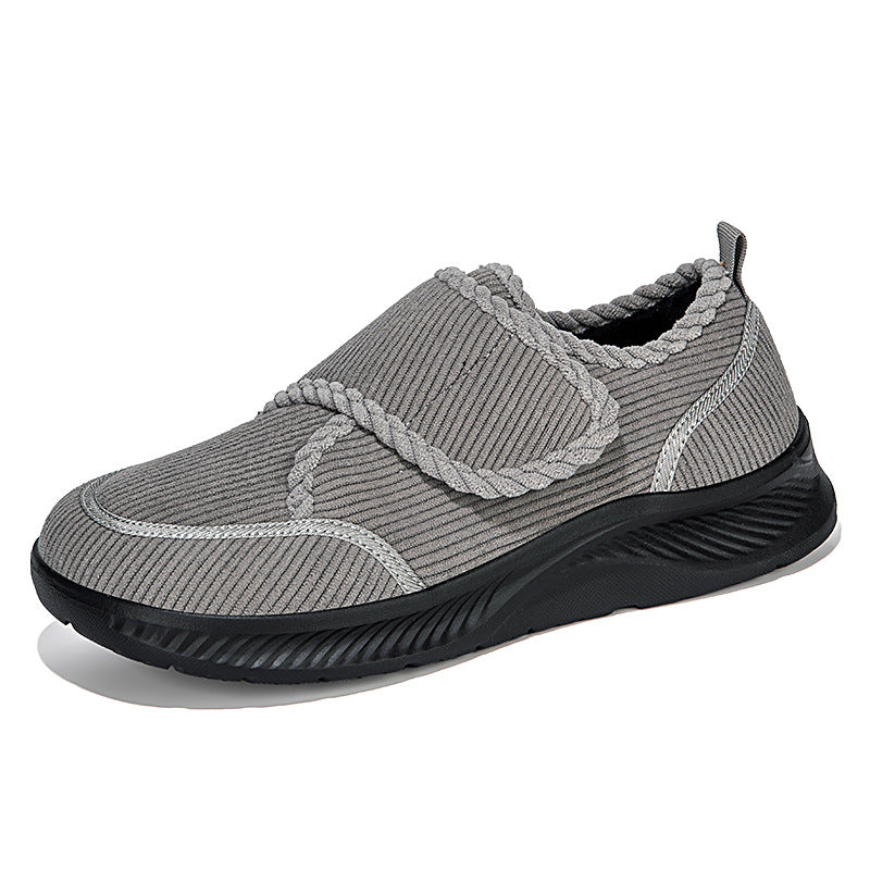 Winter and Autumn Wide-Fit Fleece-Lined Warm Shoes for Elderly Extra-Wide and Extra-Thick Rehabilitation Shoes for Broad Feet and Swollen Feet Walking Shoes