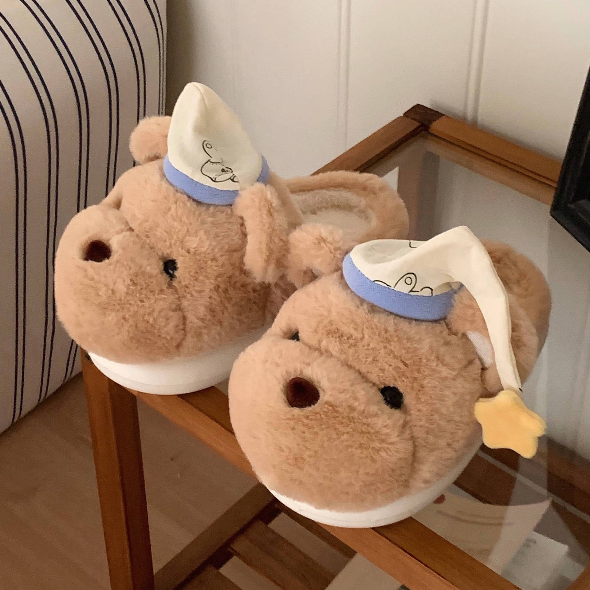 Cozy Dog Slippers for Women Indoor Home Winter Warm Non-Slip Cotton Shoes