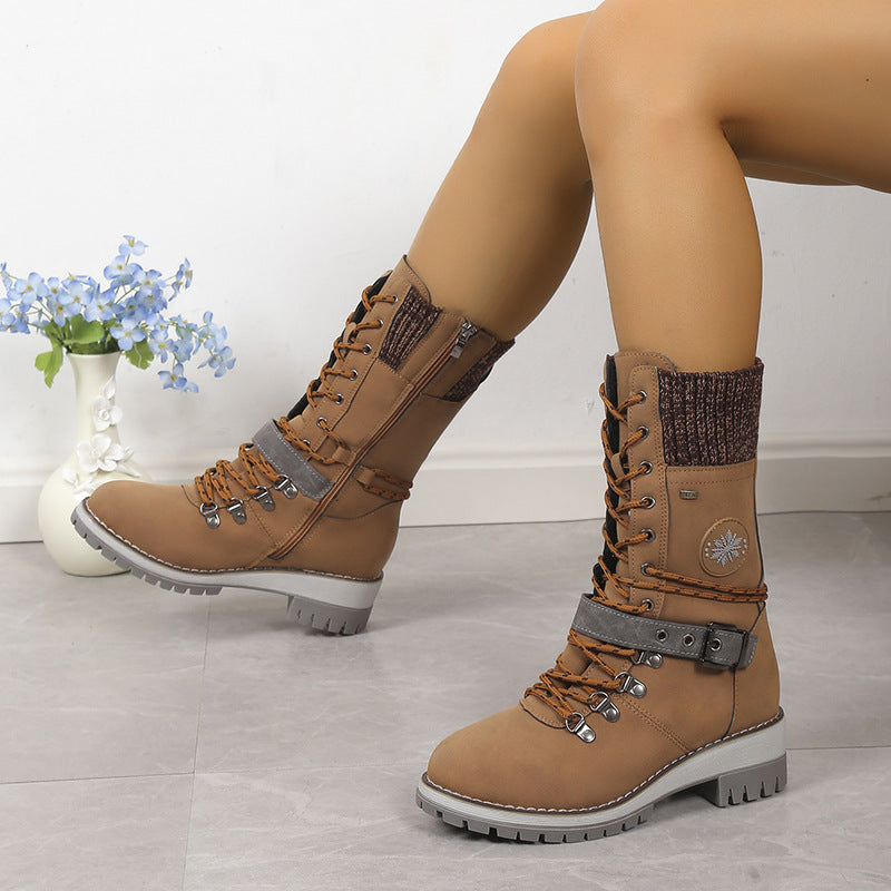 Snow boots fur integrated women's shoes thick and warm cotton shoes high top snow boots