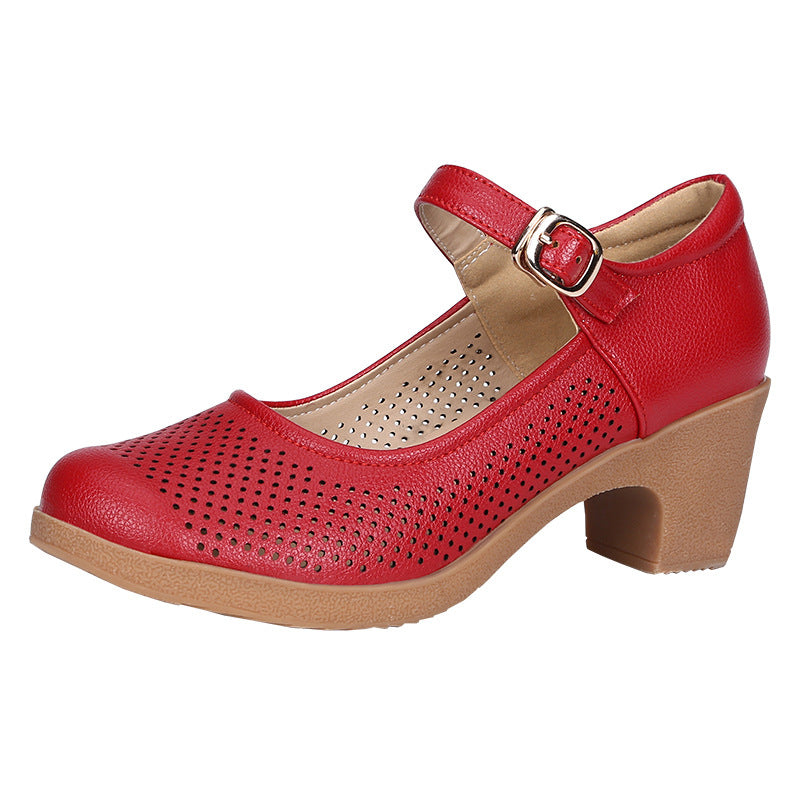 Coarse heeled women's shoes work shoes commuting hollow sandals