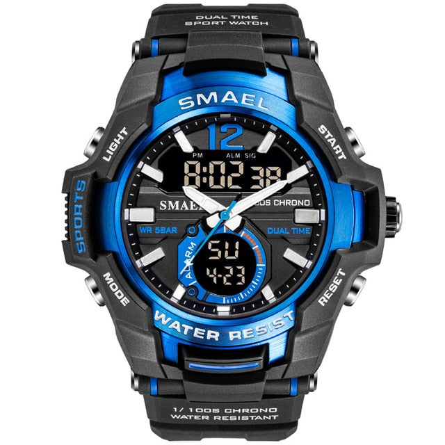 SMAEL Men Watches Fashion Sport Super Cool Quartz LED Digital Watch 50M Waterproof Wristwatch Men's Clock Relogio Masculino（SL-1805）