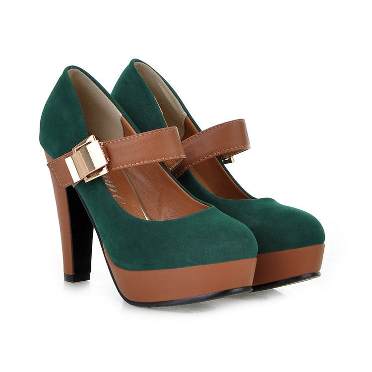 Wide-leg Women's Shoes Platform High Heels Velcro Heels Spring and Autumn Shallow Mouth Single Shoes
