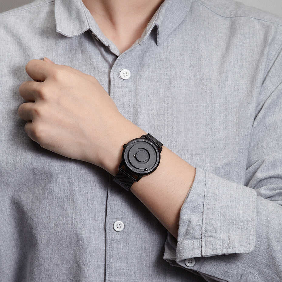 Creative Trendy Student Ball Bearing Metal Unisex Fashion Sport Quartz Watch Blue Steel Dial