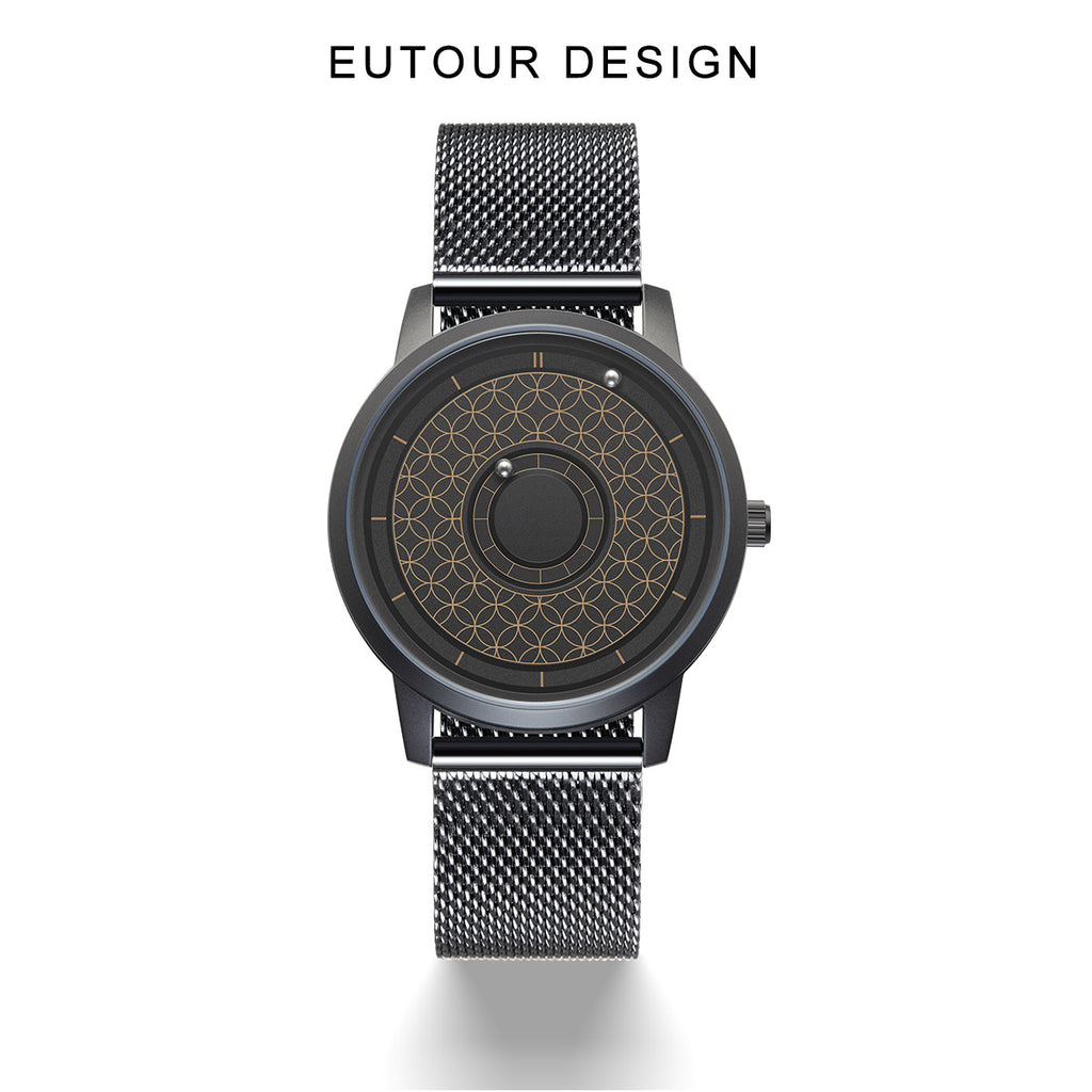 EUTOUR Men's Magnetic Quartz Watch with Original 40mm Stainless Steel Strap
