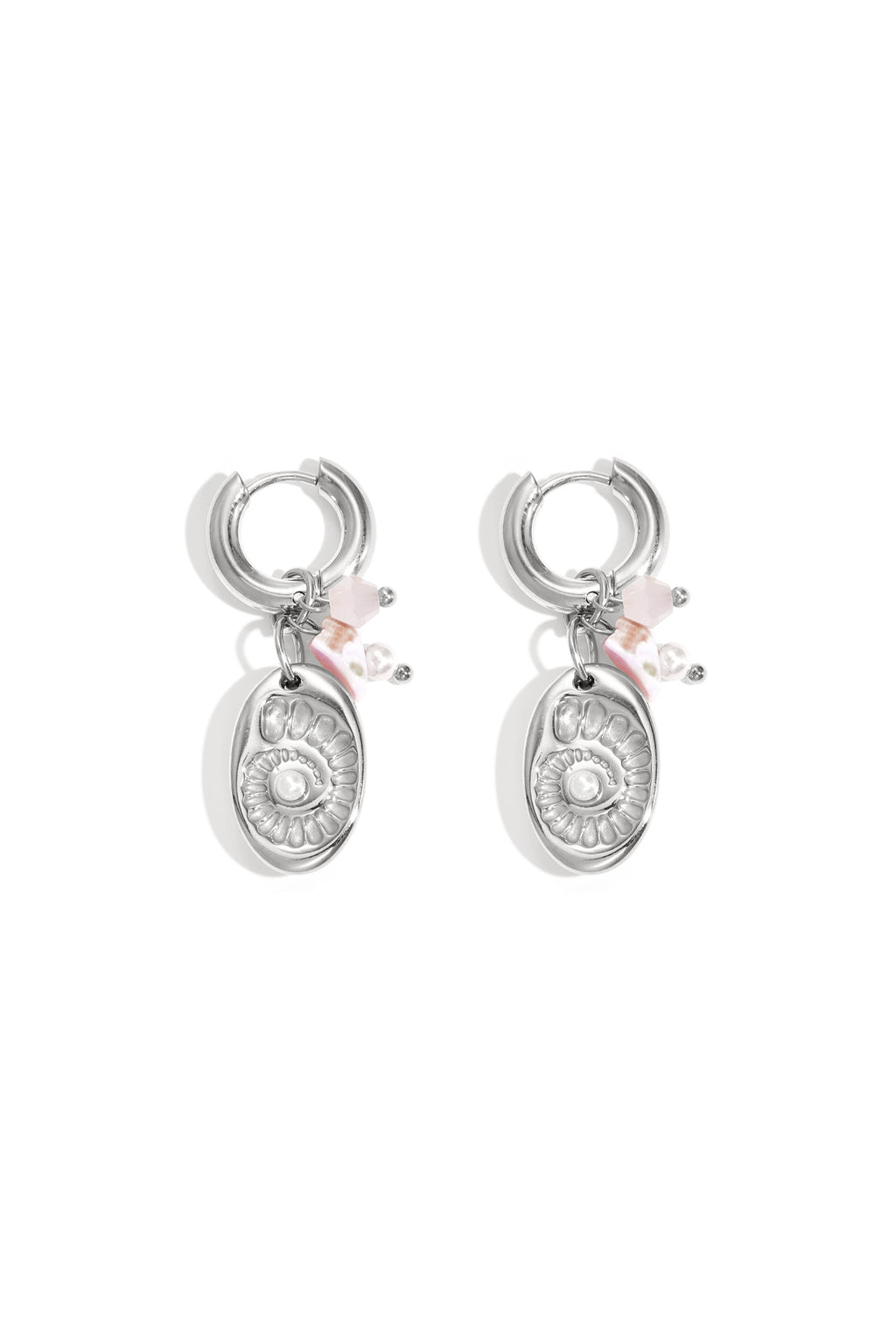 Earrings with beads and shell charm
