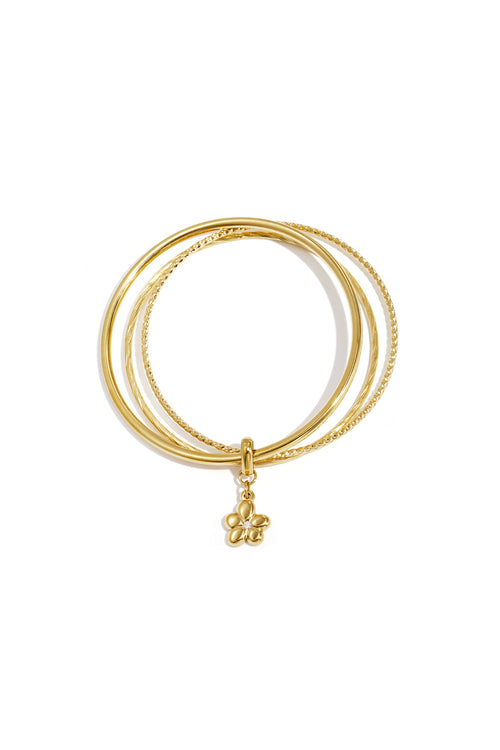 Bangles with hanging flower charm