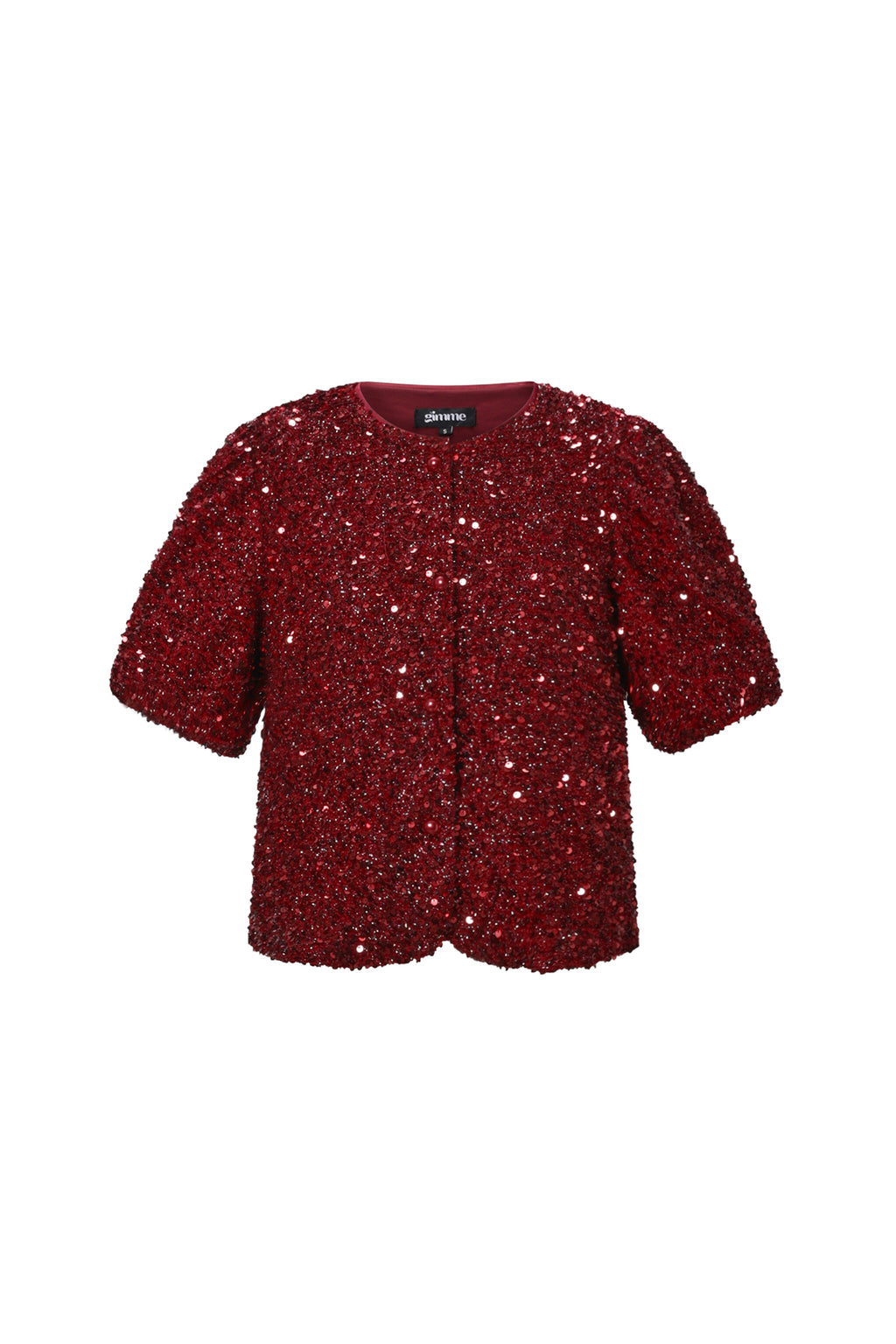 Woven Polyester Fiber Women's Short Sleeve Tops Elegant Sequins