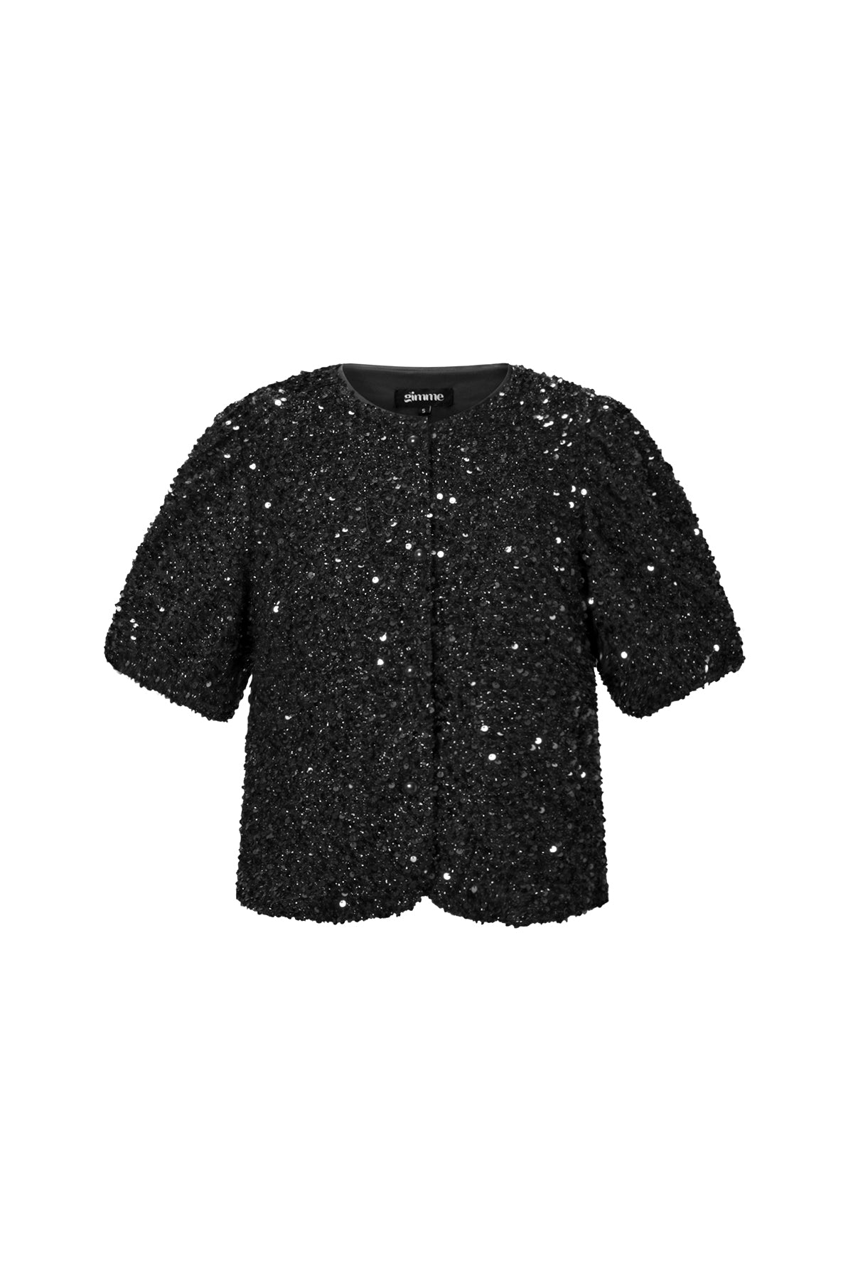 Woven Polyester Fiber Women's Short Sleeve Tops Elegant Sequins