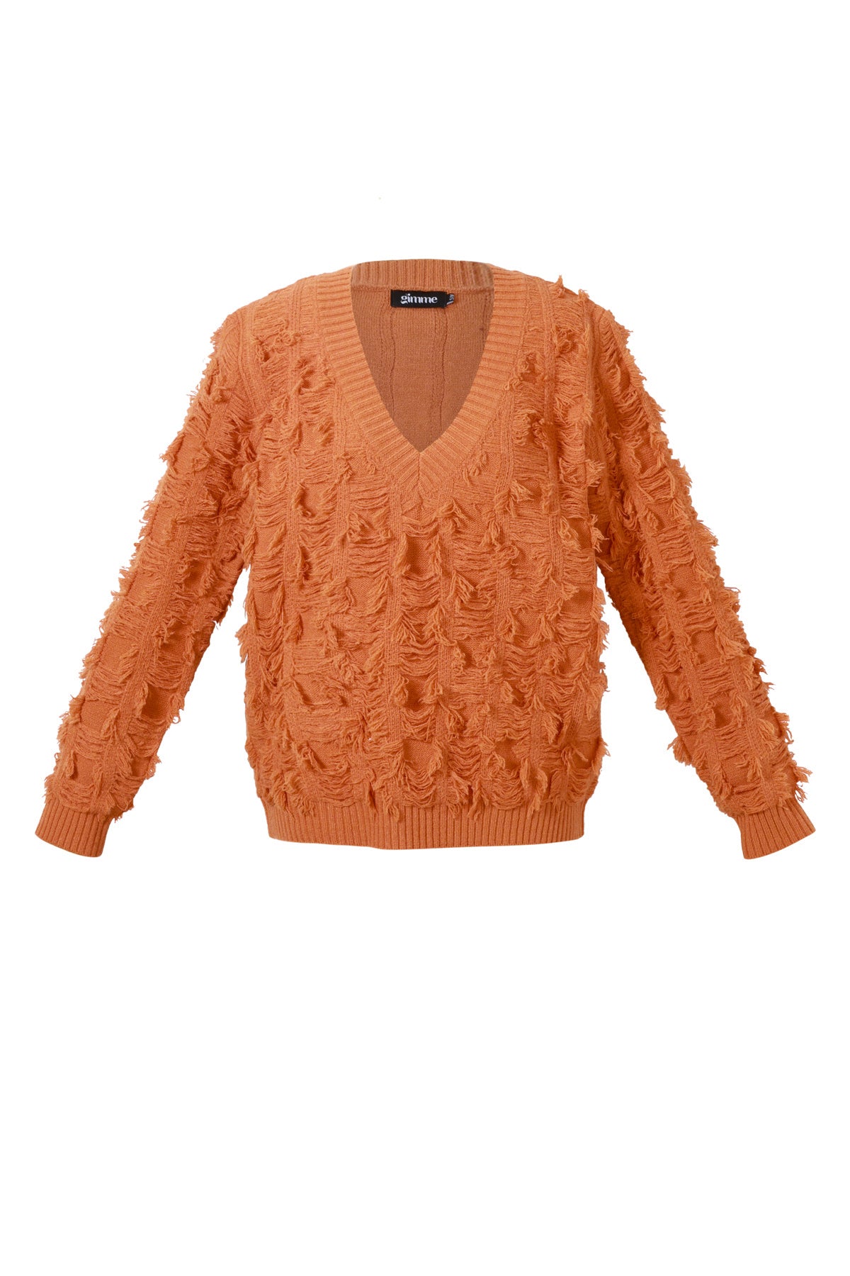 V sweater with fringes