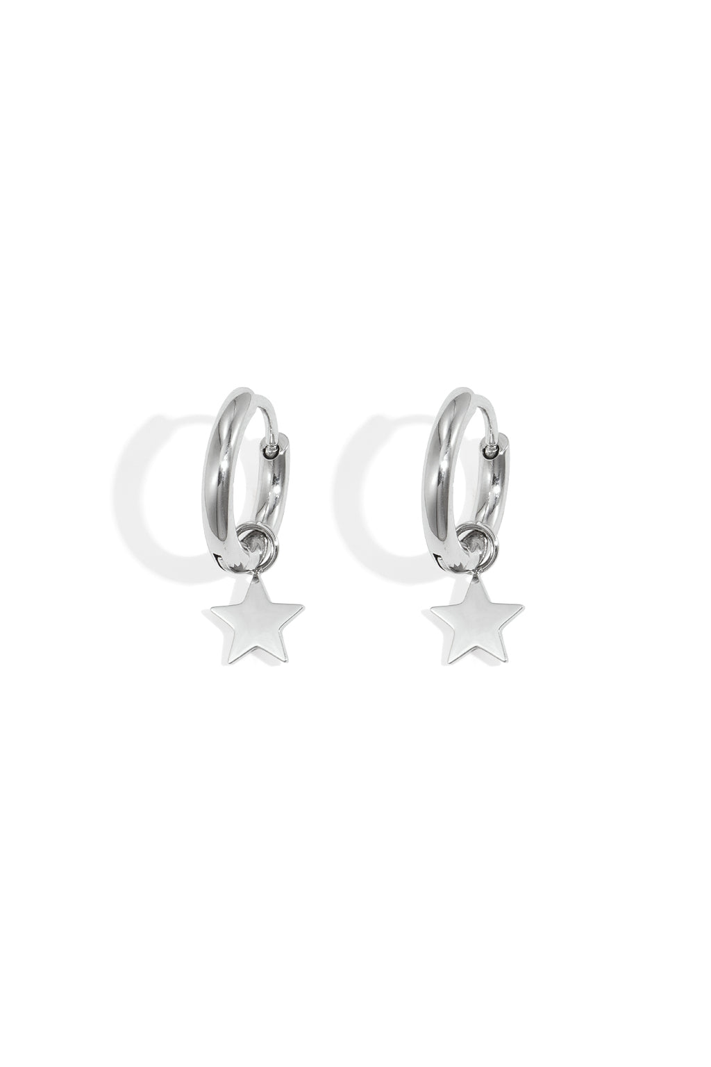 Earrings Star Silver Color Stainless Steel