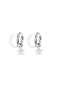 Earrings Star Silver Color Stainless Steel