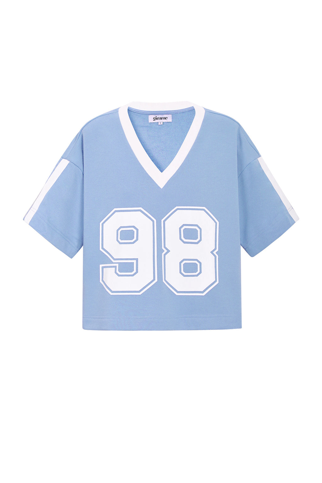 Knitted Cotton Women's V-Neck T-Shirt Sporty Color Clash