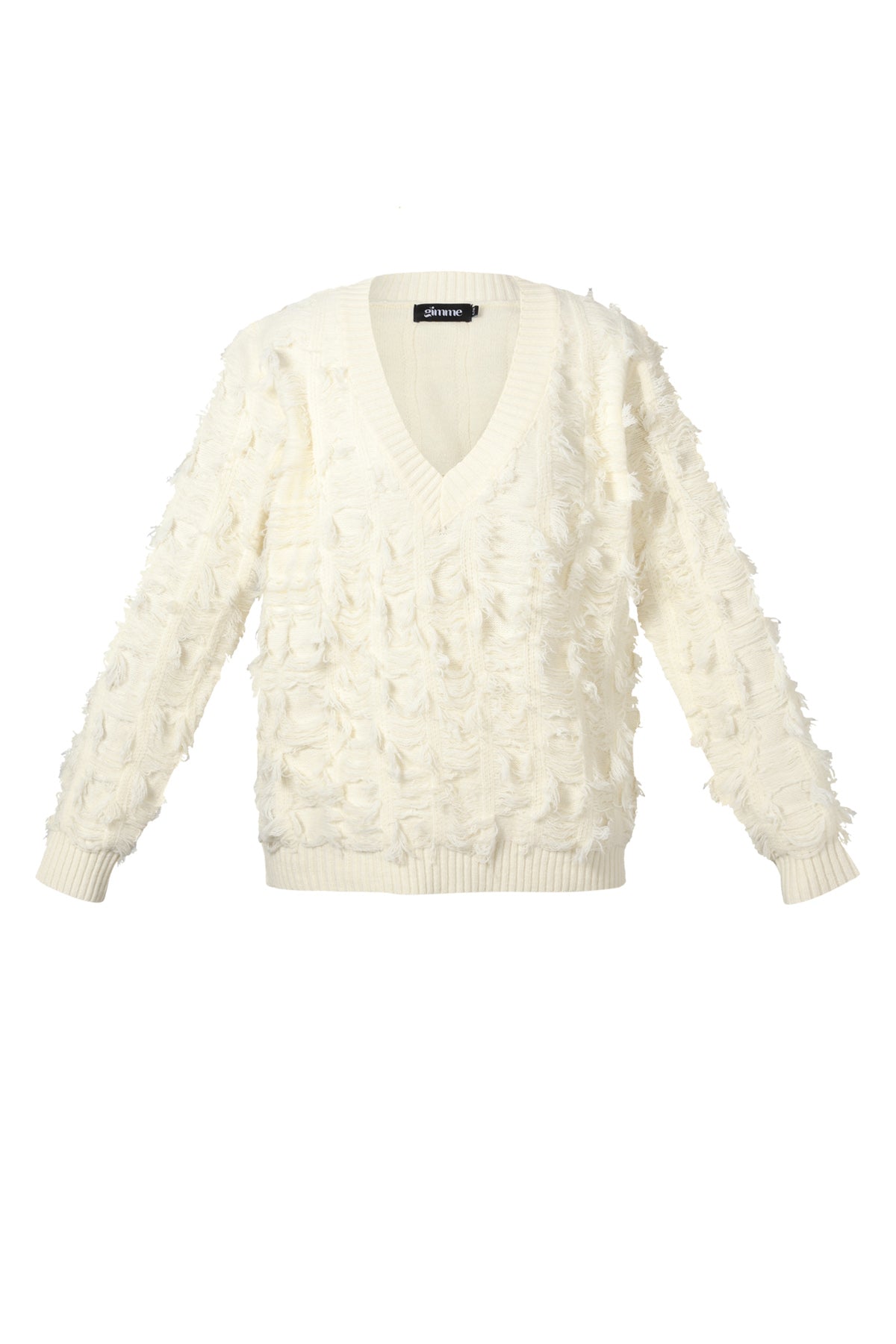 V sweater with fringes