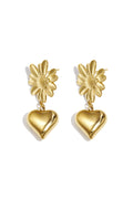 Flower earrings with hanging heart