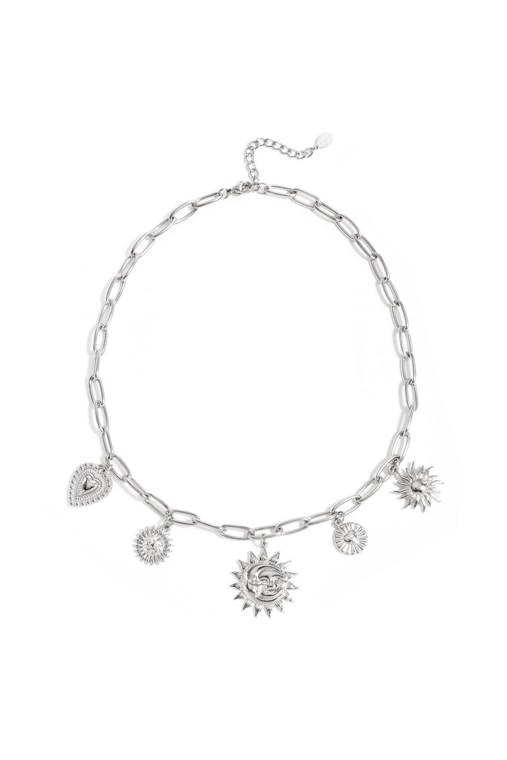 Necklace with sun and heart charms