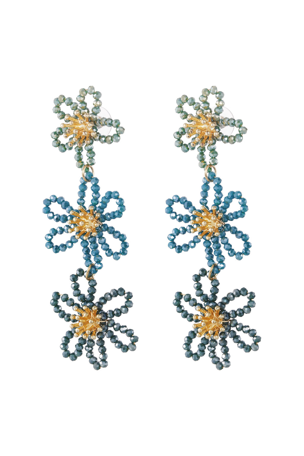 Flower party statement earrings - orange/purple