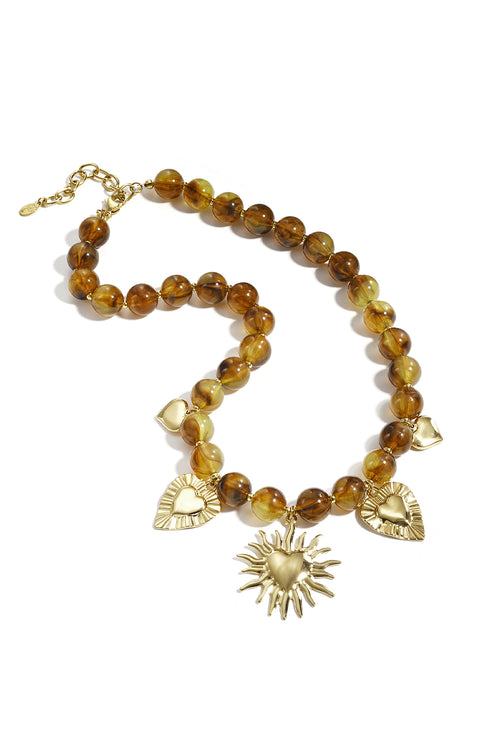 Bead necklace with summer charms