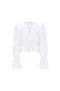 Cotton Woven Women's Long Sleeve Top Casual Cutout